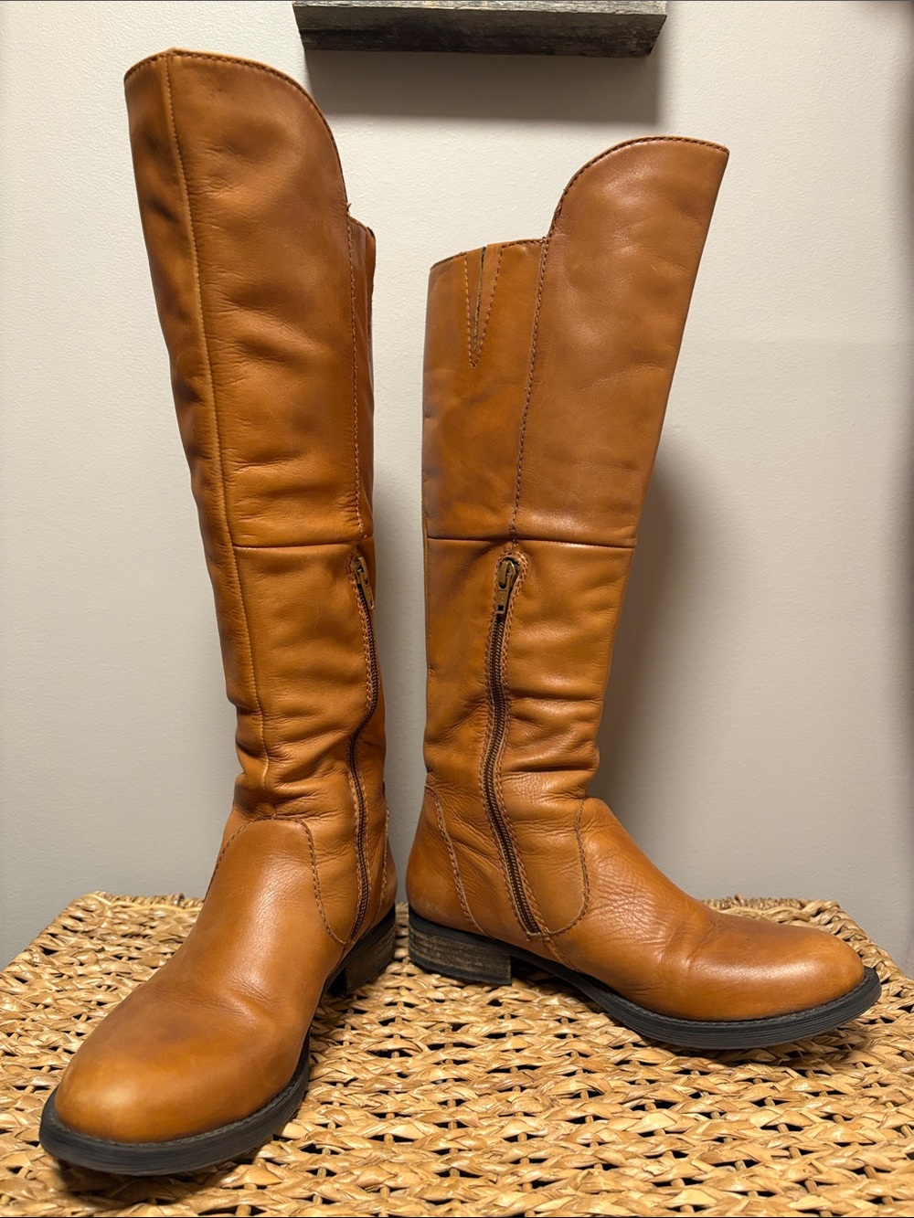 Steve Madden Tall Over-the-Knee Leather Boots in Cognac